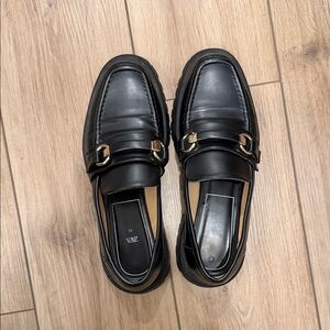 Zara Men's Black Leather Slip-On Loafers